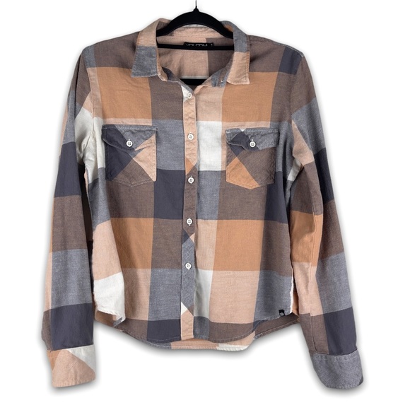 Volcom long sleeve plaid flannel button up shirt size small - Picture 2 of 11
